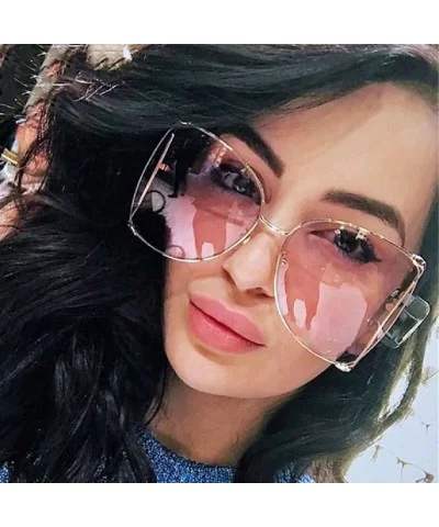 Oversized Sunglasses for Women Semi Rimless Shades - A - CP18S2RXSHK $5.34 Rimless