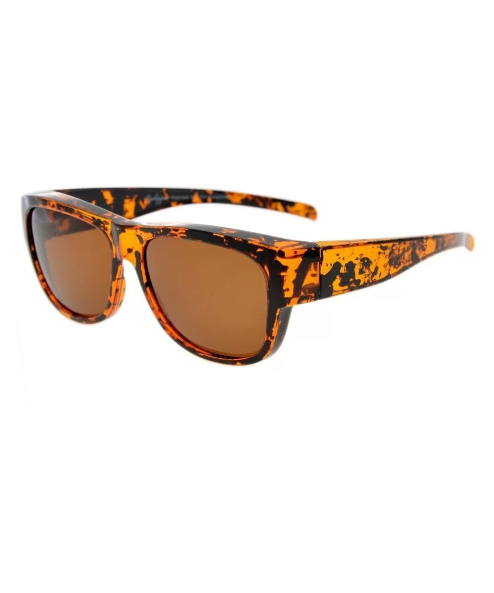 Polarized Fitover Sunglasses for Wear Over Glasses (Amber Tortoise/Brown Lenses) - S022 Amber Tortoise - CL18443HGWS $9.63 Re...