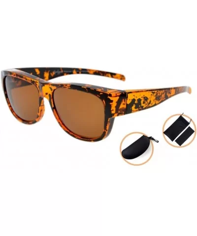 Polarized Fitover Sunglasses for Wear Over Glasses (Amber Tortoise/Brown Lenses) - S022 Amber Tortoise - CL18443HGWS $9.63 Re...