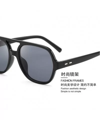 Ocean proof UV proof sunglasses polygonal transparent - Black Frame Gray Tablets - CN190OZ9IMT $3.55 Sport