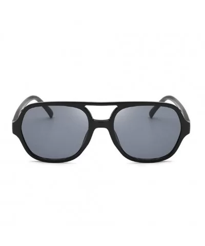 Ocean proof UV proof sunglasses polygonal transparent - Black Frame Gray Tablets - CN190OZ9IMT $3.55 Sport