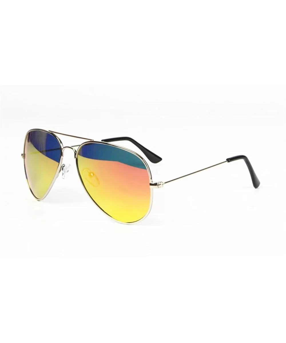 UV400 Classic Style Aviator Sunglasses For Men Women - Silver Frame -Red Lens - CU183LECKX9 $9.95 Aviator