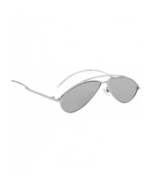 Classic Retro Designer Style Arched Cat Eye Sunglasses for Unisex Metal PC UV 400 Protection Sunglasses - Silver - CO18SARU89...