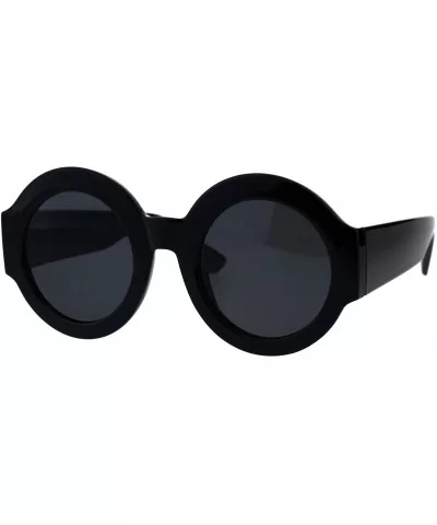 Thick Round Circle Frame Sunglasses Womens Stylish Chic Shades UV 400 - Black - C918NUTQAUO $8.18 Round