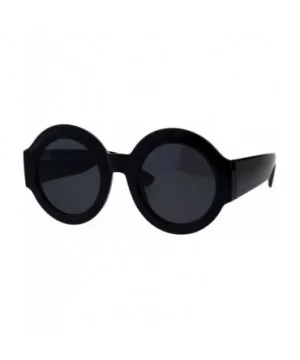 Thick Round Circle Frame Sunglasses Womens Stylish Chic Shades UV 400 - Black - C918NUTQAUO $8.18 Round