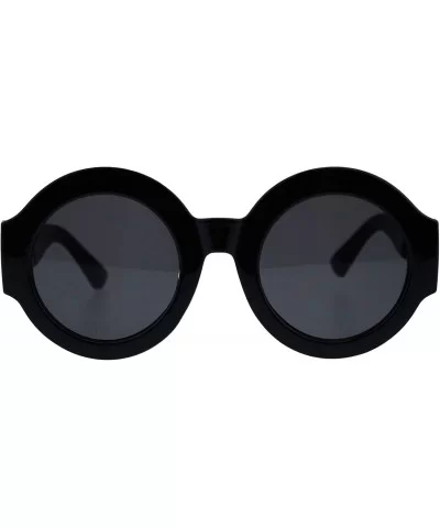 Thick Round Circle Frame Sunglasses Womens Stylish Chic Shades UV 400 - Black - C918NUTQAUO $8.18 Round