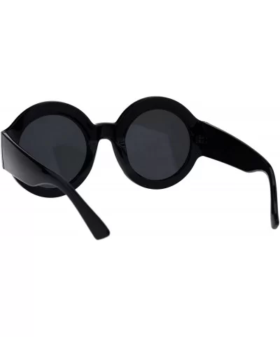 Thick Round Circle Frame Sunglasses Womens Stylish Chic Shades UV 400 - Black - C918NUTQAUO $8.18 Round