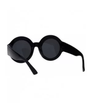 Thick Round Circle Frame Sunglasses Womens Stylish Chic Shades UV 400 - Black - C918NUTQAUO $8.18 Round