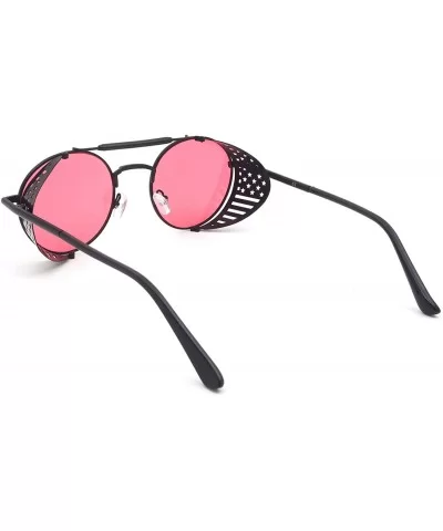 Women Men Round Sunglasses Retro Vintage Steampunk Style Mirror Reflective Circle lens - CD19030HE9G $12.32 Rectangular