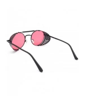 Women Men Round Sunglasses Retro Vintage Steampunk Style Mirror Reflective Circle lens - CD19030HE9G $12.32 Rectangular