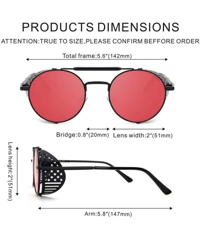 Women Men Round Sunglasses Retro Vintage Steampunk Style Mirror Reflective Circle lens - CD19030HE9G $12.32 Rectangular