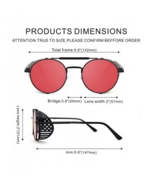 Women Men Round Sunglasses Retro Vintage Steampunk Style Mirror Reflective Circle lens - CD19030HE9G $12.32 Rectangular