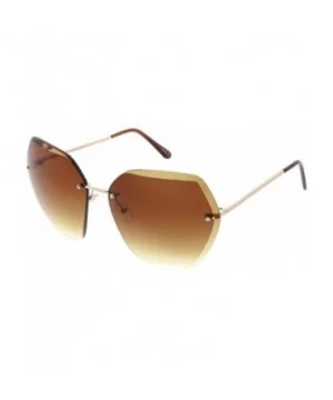 Oversize Rimless Beveled Gradient Lens Geometric Sunglasses 70mm - Gold / Amber - CE18644C048 $6.33 Oversized