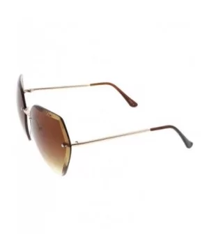 Oversize Rimless Beveled Gradient Lens Geometric Sunglasses 70mm - Gold / Amber - CE18644C048 $6.33 Oversized