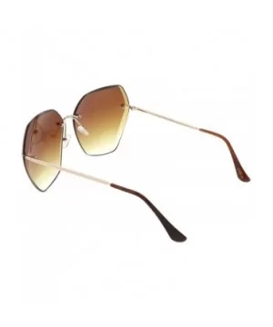 Oversize Rimless Beveled Gradient Lens Geometric Sunglasses 70mm - Gold / Amber - CE18644C048 $6.33 Oversized