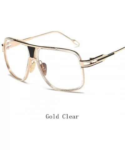 Sunglasses Men Sun Glasses Square Sunglasses - Gold Clear - CQ194O2Z7T7 $23.72 Square