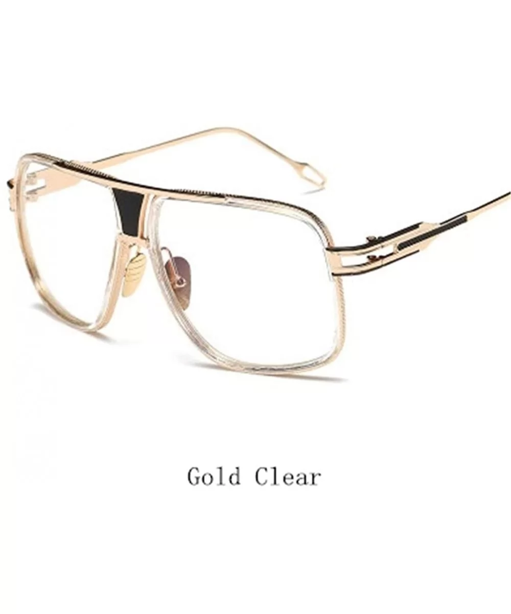 Sunglasses Men Sun Glasses Square Sunglasses - Gold Clear - CQ194O2Z7T7 $23.72 Square