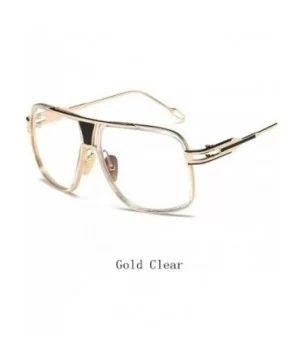 Sunglasses Men Sun Glasses Square Sunglasses - Gold Clear - CQ194O2Z7T7 $23.72 Square