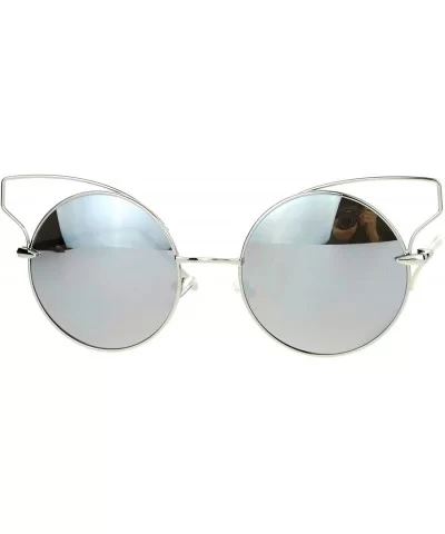 High Fashion Womens Sunglasses Round Cateye Wire Metal Mirror Lens - Silver (Silver Mirror) - CU188AQM30U $6.29 Round