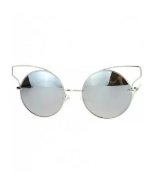 High Fashion Womens Sunglasses Round Cateye Wire Metal Mirror Lens - Silver (Silver Mirror) - CU188AQM30U $6.29 Round