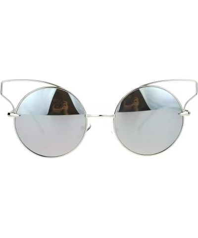 High Fashion Womens Sunglasses Round Cateye Wire Metal Mirror Lens - Silver (Silver Mirror) - CU188AQM30U $6.29 Round