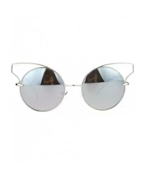 High Fashion Womens Sunglasses Round Cateye Wire Metal Mirror Lens - Silver (Silver Mirror) - CU188AQM30U $6.29 Round