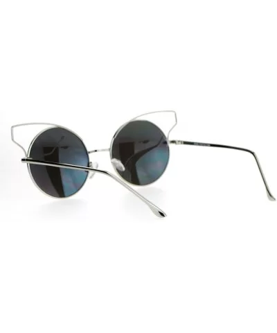 High Fashion Womens Sunglasses Round Cateye Wire Metal Mirror Lens - Silver (Silver Mirror) - CU188AQM30U $6.29 Round