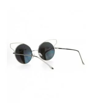 High Fashion Womens Sunglasses Round Cateye Wire Metal Mirror Lens - Silver (Silver Mirror) - CU188AQM30U $6.29 Round