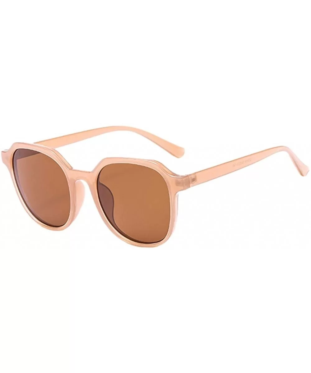 Classic Round Retro Plastic Frame Vintage Women's Sunglasses - Brown - CH199L87Y5Q $5.14 Round