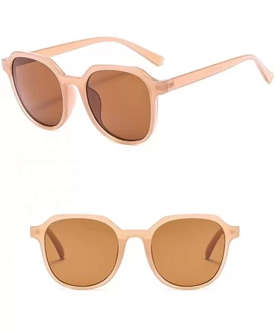 Classic Round Retro Plastic Frame Vintage Women's Sunglasses - Brown - CH199L87Y5Q $5.14 Round