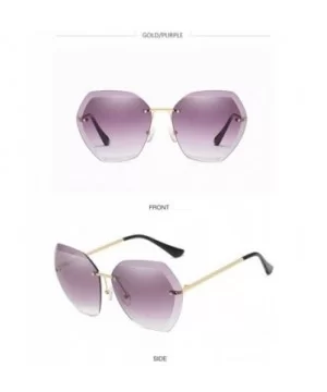 Rimless Diamond Cutting Lens Sunglasses For Women Rhinestone 100% UV Protection - Gold-purple - CV18TSGC3O0 $14.79 Rimless