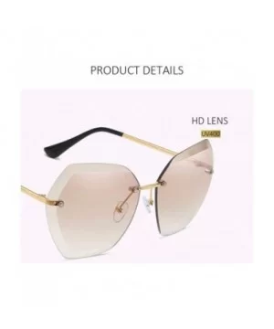 Rimless Diamond Cutting Lens Sunglasses For Women Rhinestone 100% UV Protection - Gold-purple - CV18TSGC3O0 $14.79 Rimless