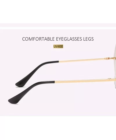 Rimless Diamond Cutting Lens Sunglasses For Women Rhinestone 100% UV Protection - Gold-purple - CV18TSGC3O0 $14.79 Rimless