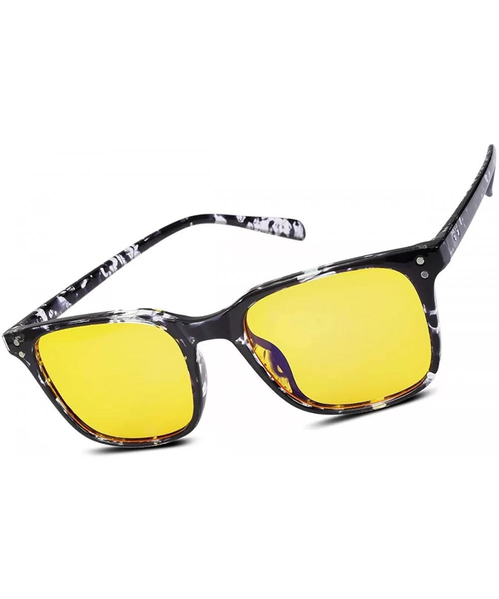 Night Vision Driving Glasses - Anti Glare Yellow Lens Safety Sun Glasses For Women& Men Stylish - Inky/Yellow - C118IO4LN38 $...