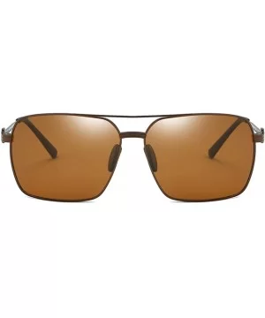 Square Sunglasses Men Polarized UV400 Metal Frame Male Sun Glasses Driving Accessories - Brown - CJ18A9NTGSW $9.04 Square