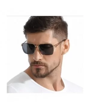 Square Sunglasses Men Polarized UV400 Metal Frame Male Sun Glasses Driving Accessories - Brown - CJ18A9NTGSW $9.04 Square