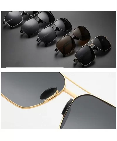 Square Sunglasses Men Polarized UV400 Metal Frame Male Sun Glasses Driving Accessories - Brown - CJ18A9NTGSW $9.04 Square