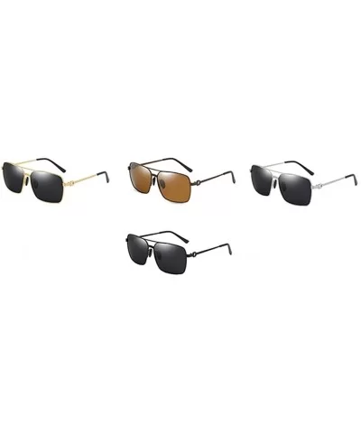 Square Sunglasses Men Polarized UV400 Metal Frame Male Sun Glasses Driving Accessories - Brown - CJ18A9NTGSW $9.04 Square