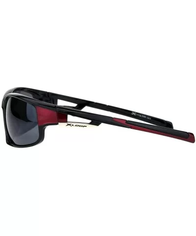 Xloop Sunglasses Mens Wrap Around Rectangular Sporty Frame UV 400 - Black Red - CC18OAYRWD3 $8.24 Wrap