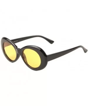 Retro Thick Plastic Frame Round Oval Crystal Color Sunglasses - Yellow Black - CS18KQ7SADI $11.59 Oval