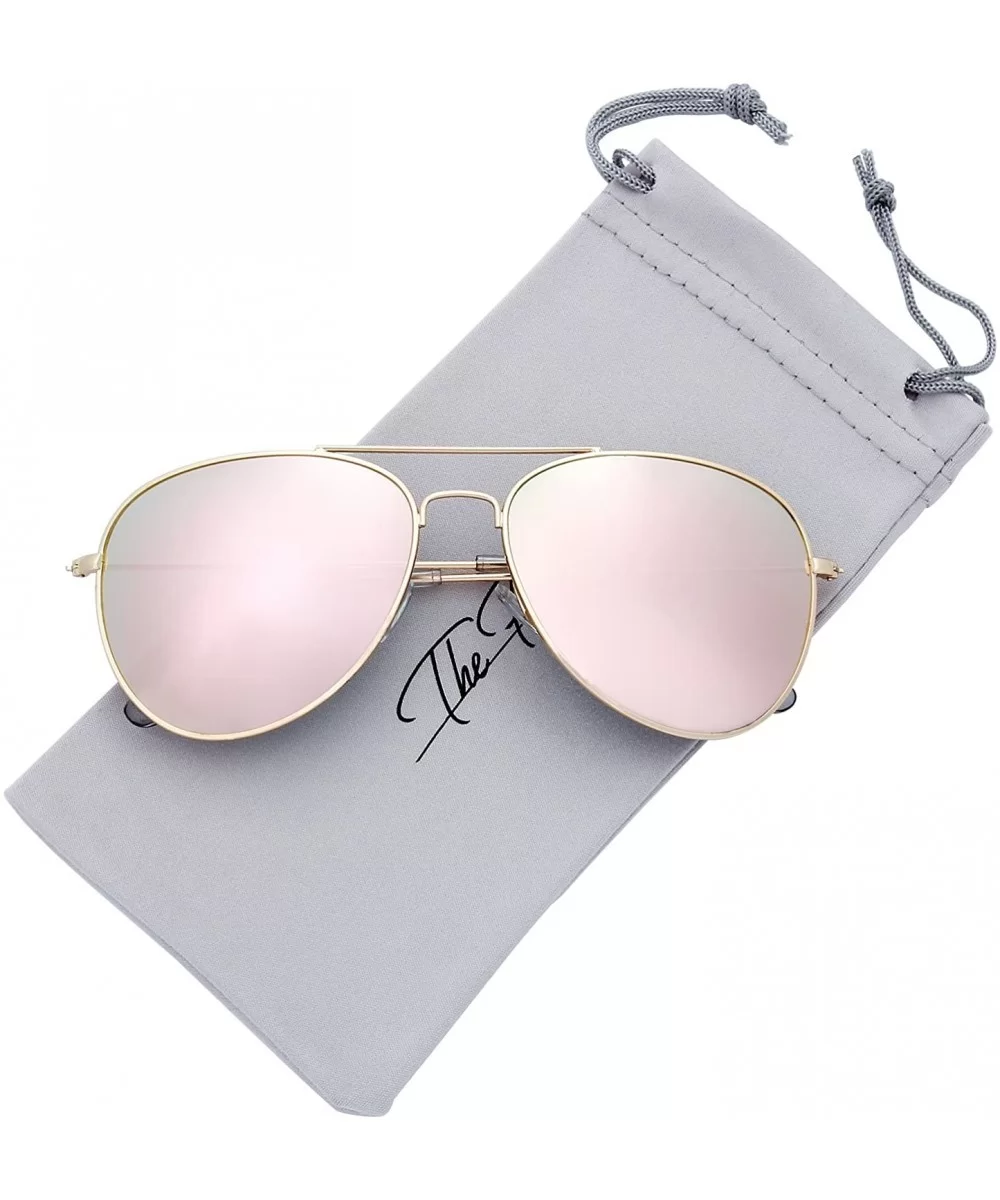 Classic Metal Frame Mirror Lens Aviator Sunglasses with Gift Box - 04-gold - CB18O3ZE94T $9.45 Aviator