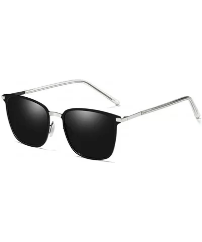 Men's Polarized Driving Sunglasses for Men fashion Men UV400 - Silver+black/Grey - C518I3M566D $9.10 Rectangular