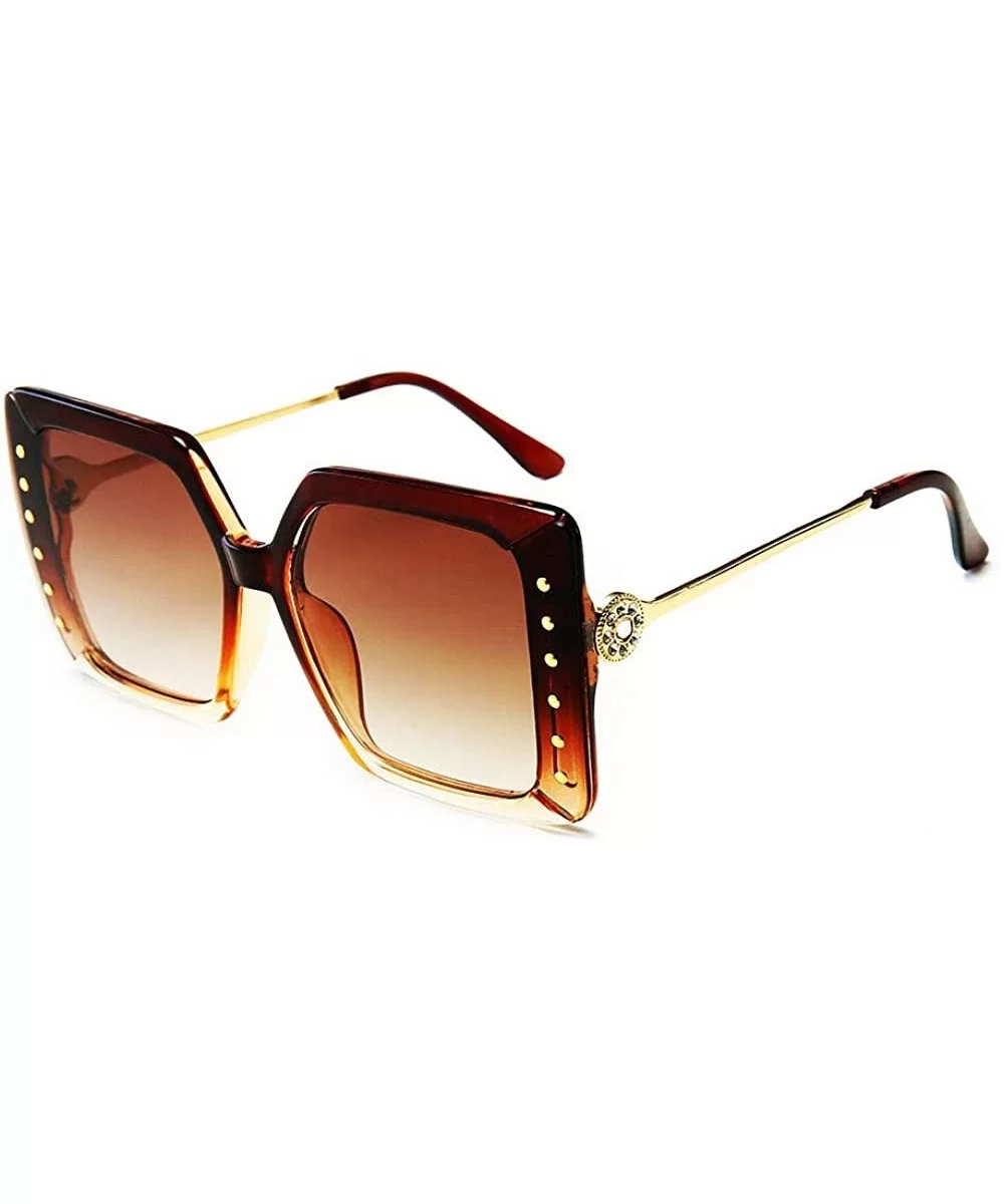 Sunglasses Designer Oversized Glasses Diamond - Brown - CJ18WT8CNKA $7.97 Oversized