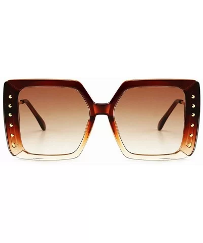 Sunglasses Designer Oversized Glasses Diamond - Brown - CJ18WT8CNKA $7.97 Oversized