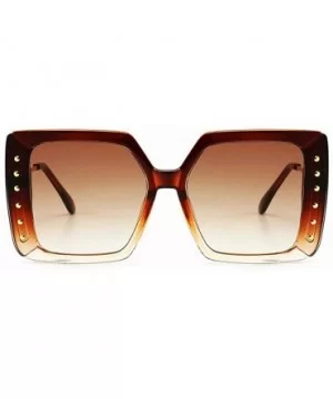 Sunglasses Designer Oversized Glasses Diamond - Brown - CJ18WT8CNKA $7.97 Oversized