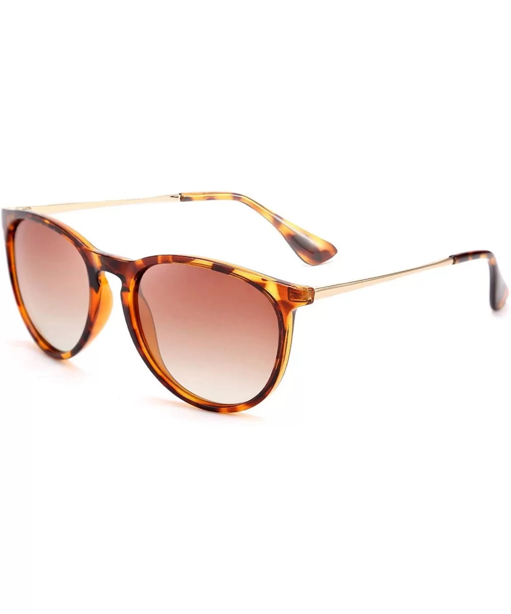 Polarized Sunglasses Women Men Vintage Round Classic Mirrored Sun Glasses B2571 - Leopard Brown - CG1947MKYEL $10.48 Round