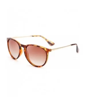 Polarized Sunglasses Women Men Vintage Round Classic Mirrored Sun Glasses B2571 - Leopard Brown - CG1947MKYEL $10.48 Round