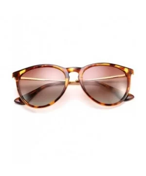 Polarized Sunglasses Women Men Vintage Round Classic Mirrored Sun Glasses B2571 - Leopard Brown - CG1947MKYEL $10.48 Round