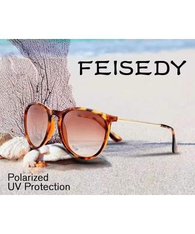 Polarized Sunglasses Women Men Vintage Round Classic Mirrored Sun Glasses B2571 - Leopard Brown - CG1947MKYEL $10.48 Round