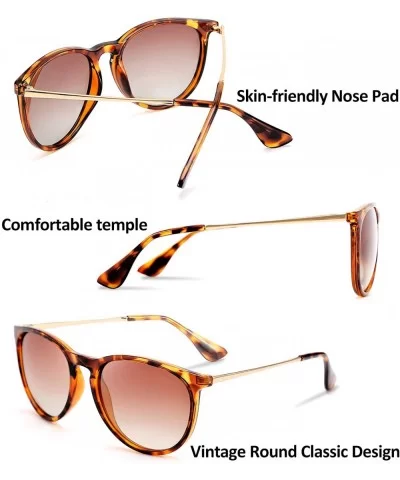 Polarized Sunglasses Women Men Vintage Round Classic Mirrored Sun Glasses B2571 - Leopard Brown - CG1947MKYEL $10.48 Round